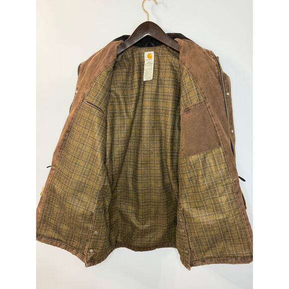 Vintage Carhartt Chore Coat Mens L Blanket Lined Barn Jacket Brown Outdoor - Picture 8 of 11